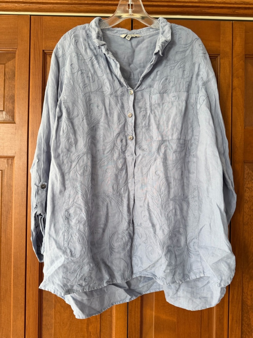 John Mark Light Blue Embroidered Shirt - Picture 7 of 8